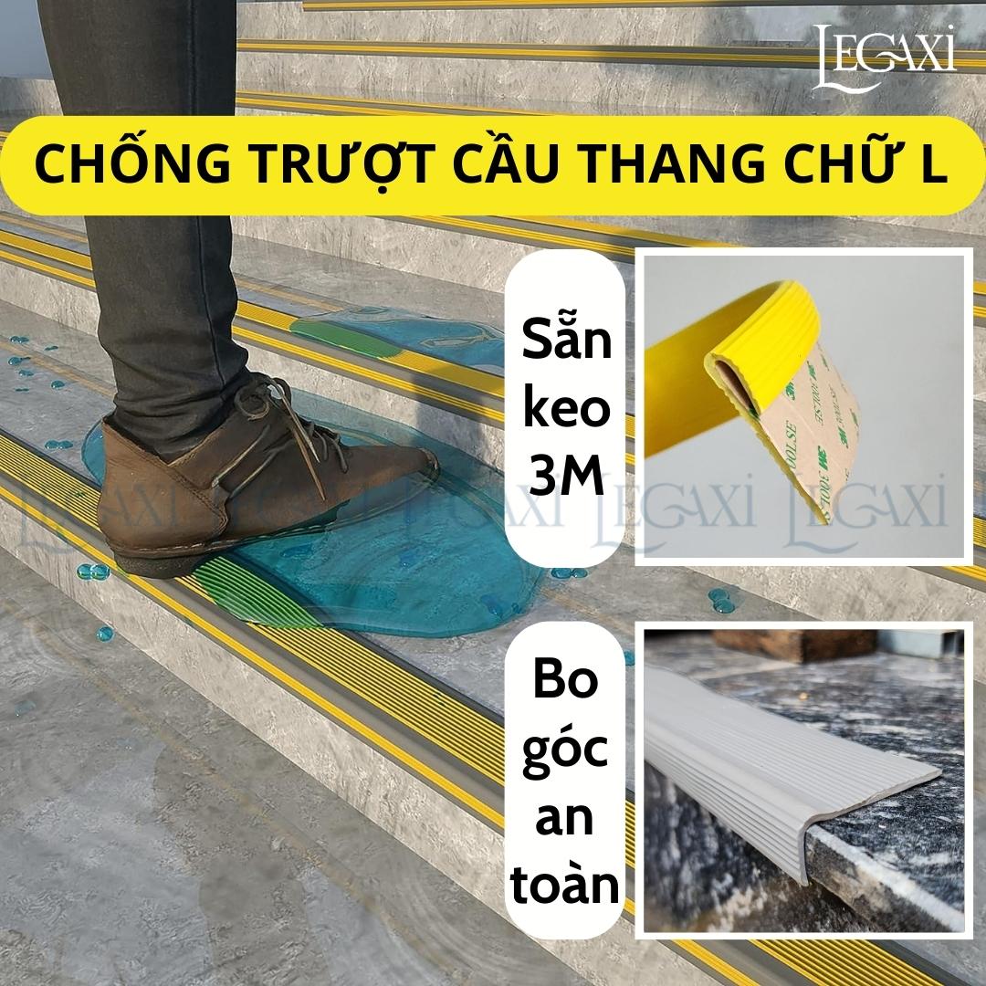 Miếng dán cầu thang bậc thềm chống trượt hình chữ L bám dính chống thấm nước ma sát lớn Legaxi