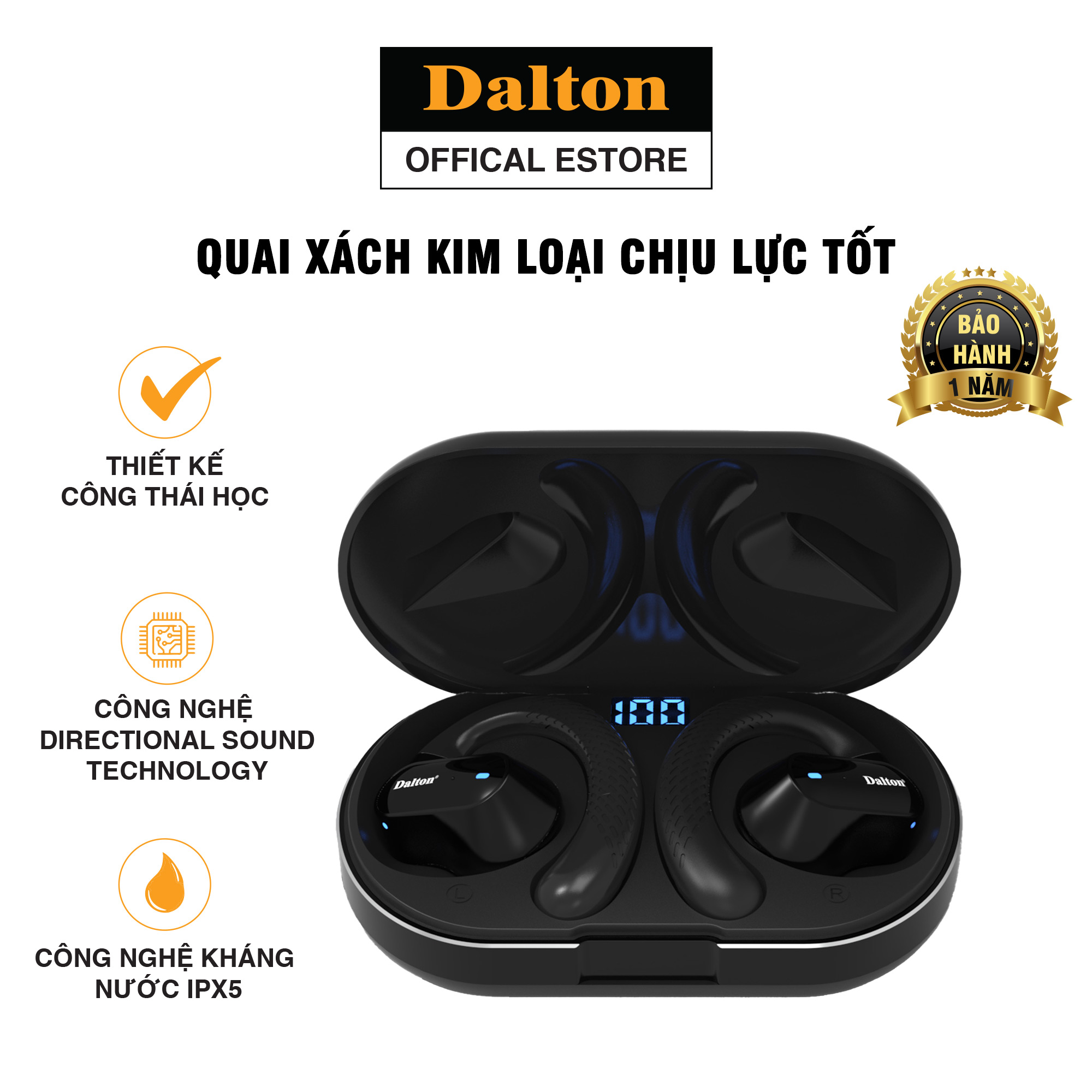 Tai nghe Bluetooth Dalton X5Pro , công nghệ chống nước IP5, Thời lượng Pin đến 40H- HÀNG CHÍNH HÃNG