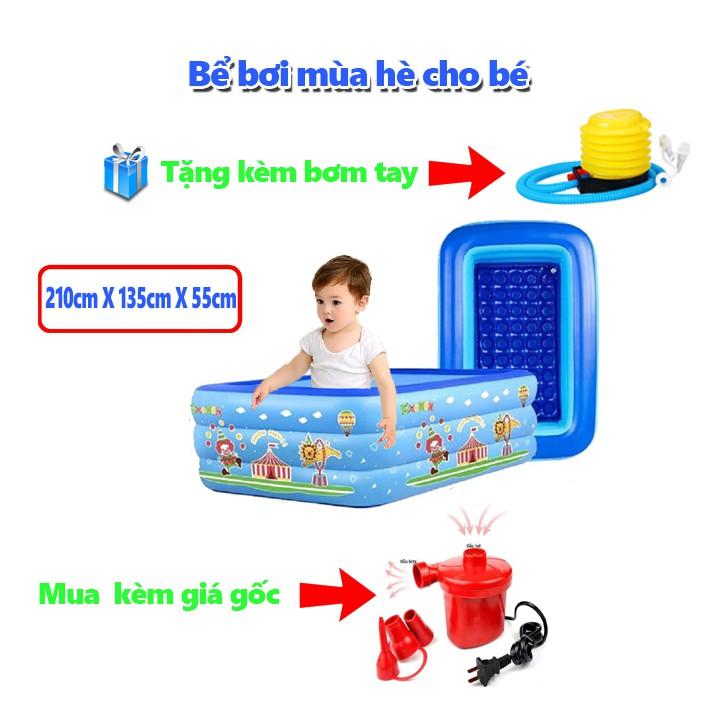 hồ bơi phao trẻ em,Bể bơi phao trong nhà, hình chữ nhật kích thước 210cm - Bảo hành úy tín 1 đổi 1