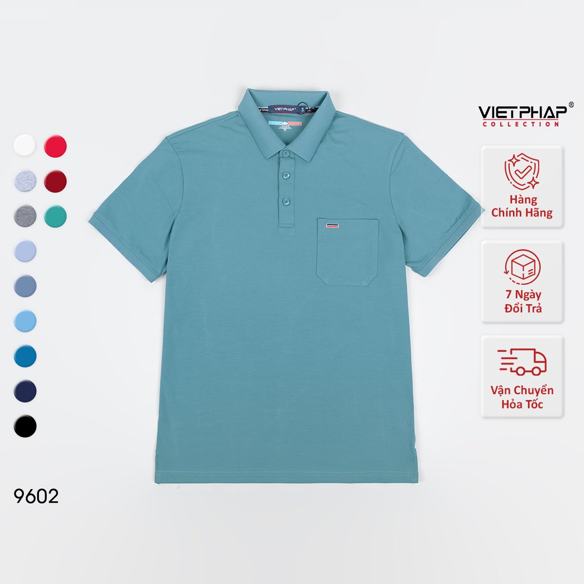 Áo Polo Nam VIỆT PHÁP Form Luxury - Thun 4 Chiều Trơn , lịch lãm, sang trọng  9602