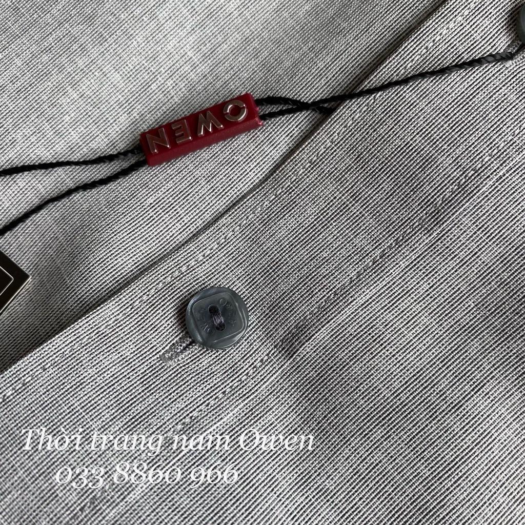OWEN - Áo sơ mi dài tay OWEN SLIMFIT cổ tàu chất cafe 22731