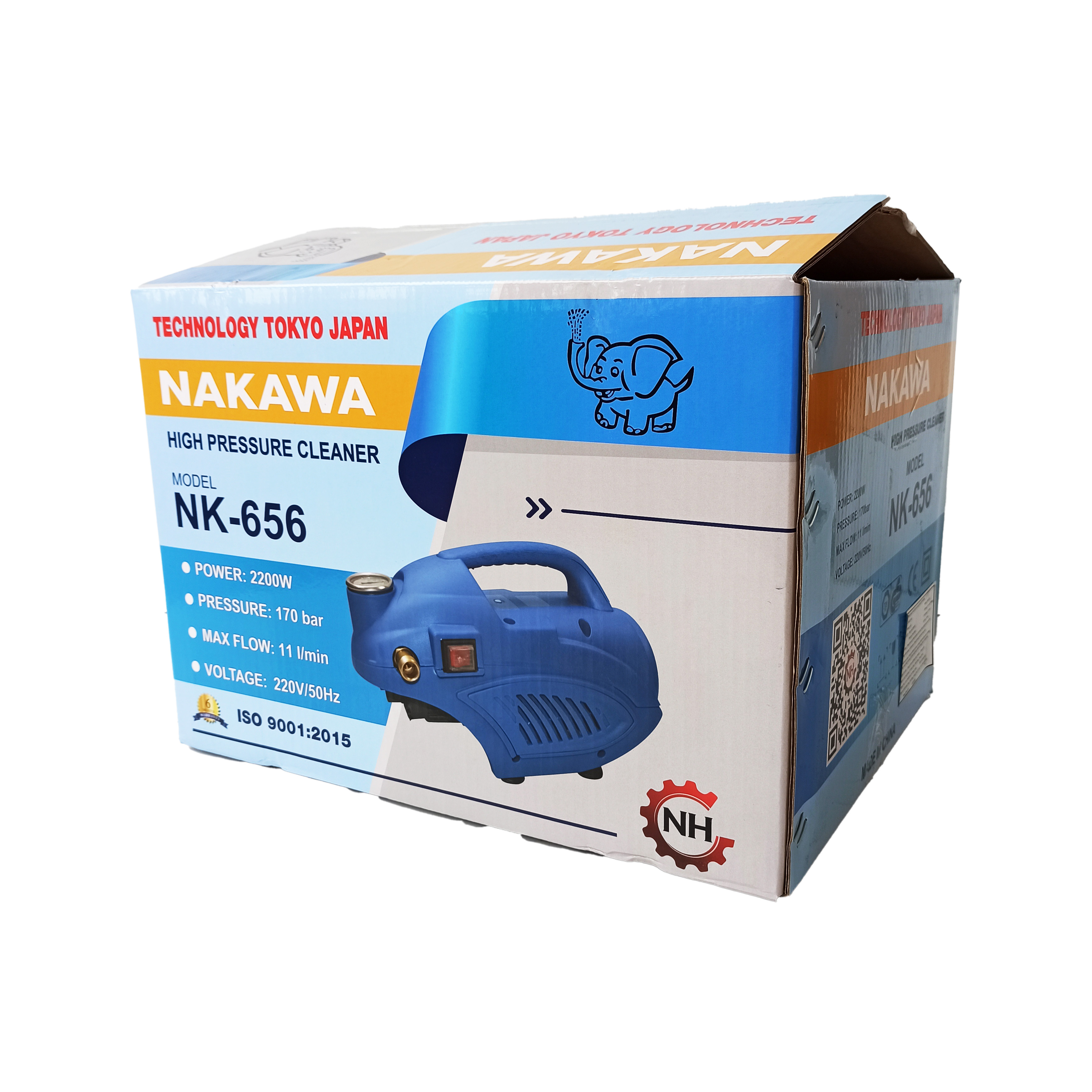 Máy rửa xe Nakawa NK656, Công suất 2200W, Máy phun dùng cho gia đình, Công nghệ Nhật Bản