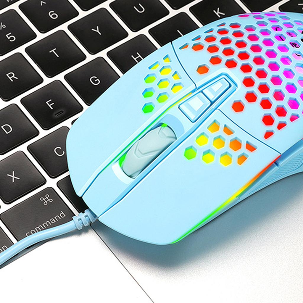 Lightweight Gaming Mouse Wired Honeycomb Hollow RGB Streamer 1600 DPI Programming Optical Sensor for PS4 Gamer