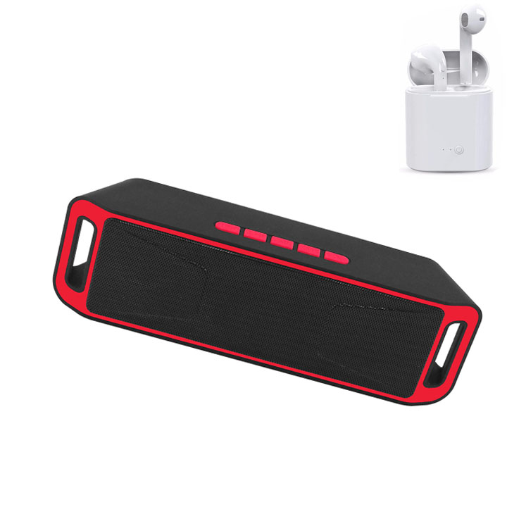 Combo Loa bluetooth mini SC - 208 + tai nghe i7s