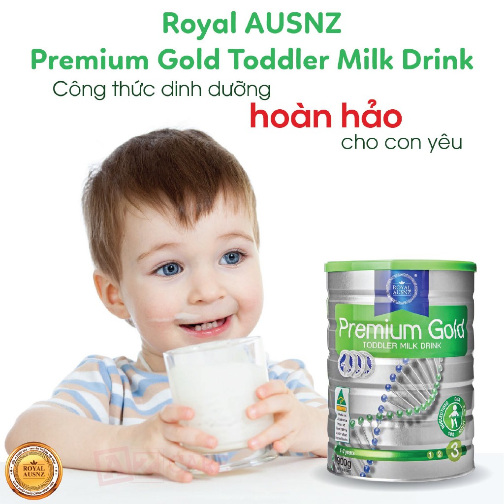 Sữa Bột Hoàng Gia Úc Royal Ausnz Premium Gold Số 3 Bổ Sung Vitamin, Khoáng Chất Cho Trẻ 900G