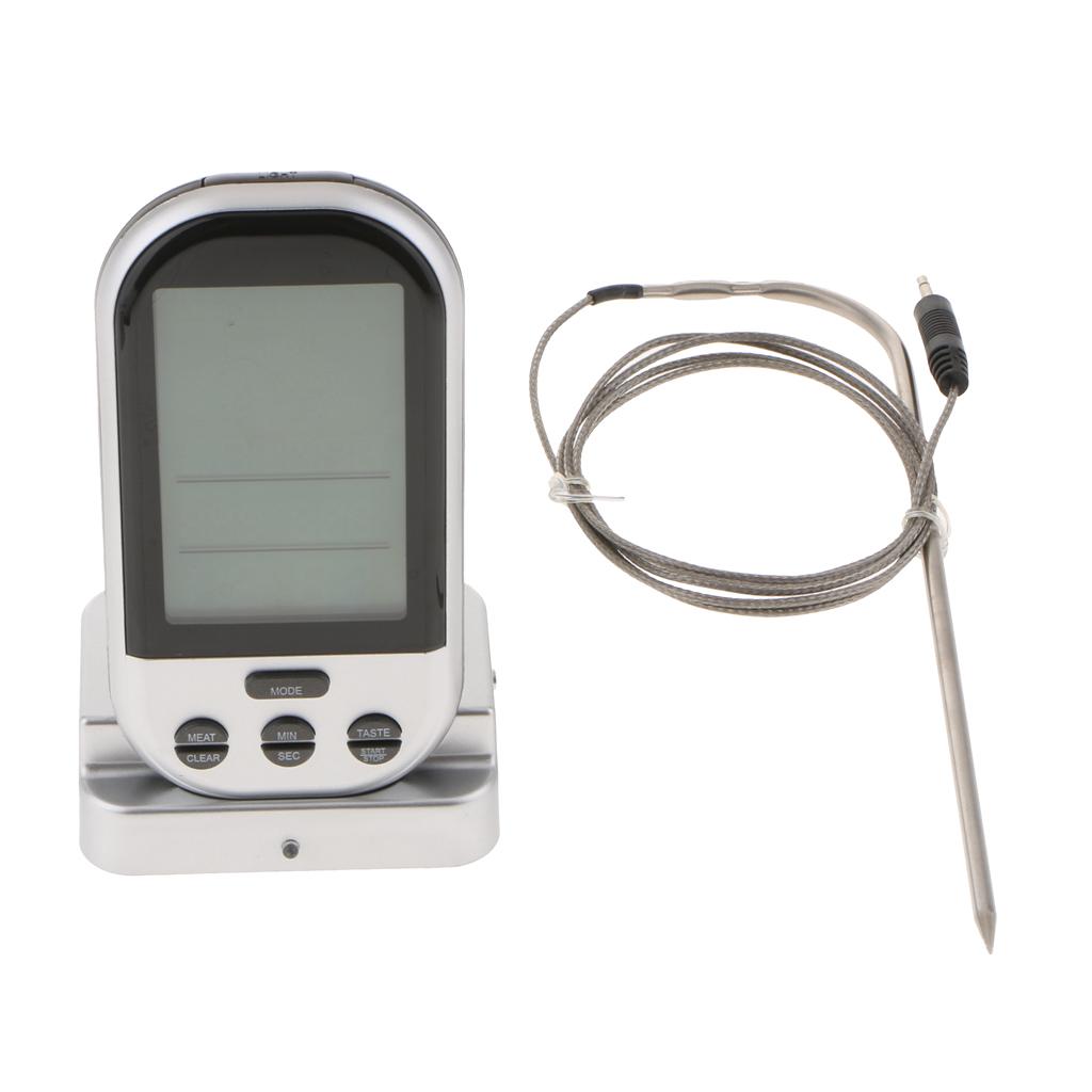 Oven & BBQ Wireless Digital Meat Cooking Thermometer and Timer with 2 Stainless Steel Probes for Cooking meats to perfection