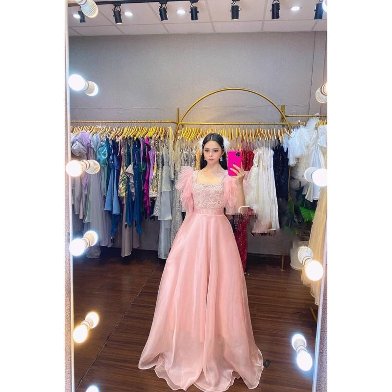 ĐẦM MAXI TAY LOA KẾT CƯỜM HOA NỔI - CÓ SIZE M/L ĐẾN 57KG - MS256V MMR