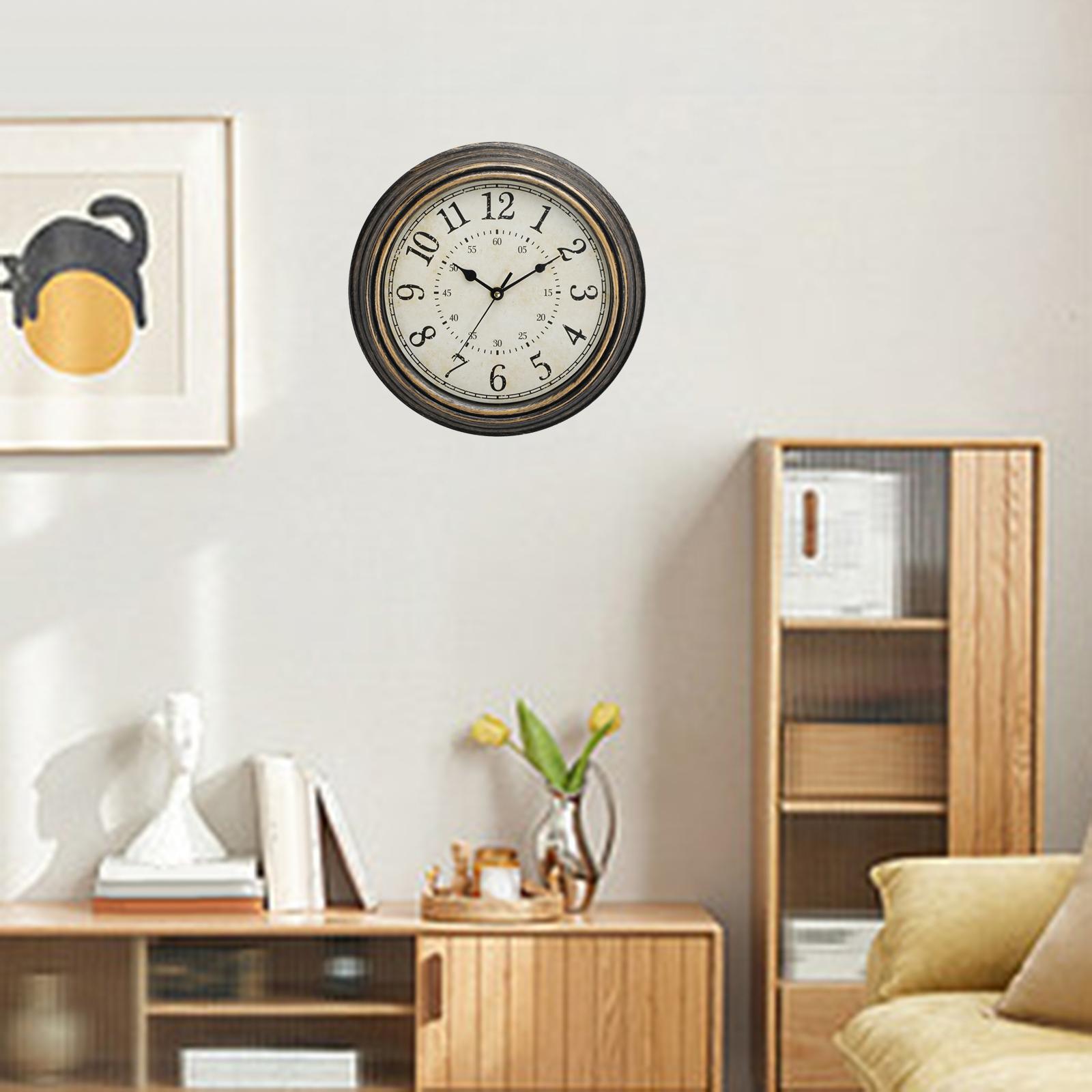 Retro Style 30cm Wall Clock Decorative Sweep Movement Round Silent Hanging Clocks for Classroom, Bedroom, Bathroom, Nursery, Dining Room