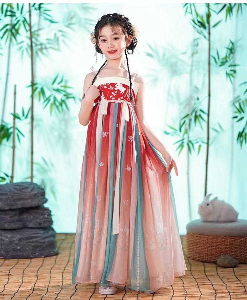 SHUANGYAN Cô gái Hán phục mùa xuân mùa hè Trung Quốc váy ngắn trẻ em Đường trang cô gái siêu tiên cổ trang phục mùa thu