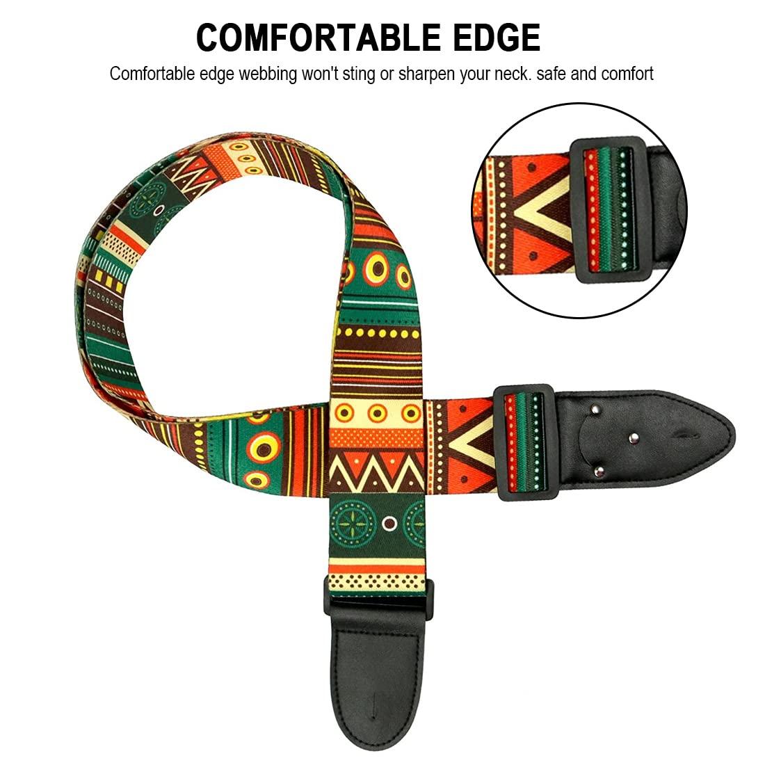 2PCCS Guitar Blood Phụ kiện Guitar Guitar Thiết kế có thể điều chỉnh Dân gian Chuyển Polyester Cotton in Retro Personal