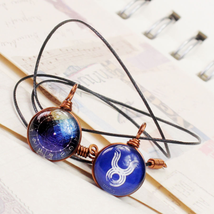 Dây chuyền mặt 14mm hình 12 cung hoàng đạo Zodiac màu sắc tươi sáng 14MM-004