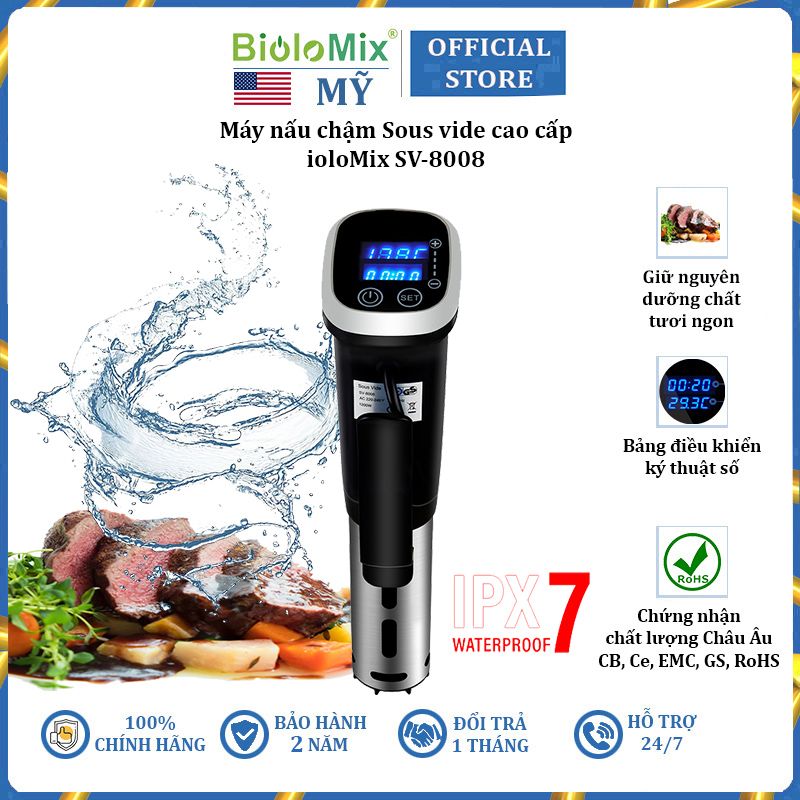 Máy nấu chậm chân không Sous vide BioloMix SV-8008 1200W Điều khiển màn hình LED - Hàng Chính Hãng