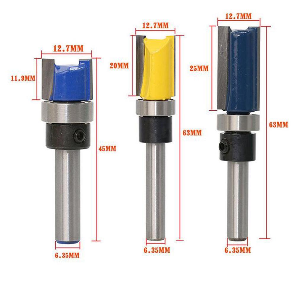 2Pcs/Set 1/4 Shank Top Bearing Flush Trim Router Bit Woodworking Cutter 2019