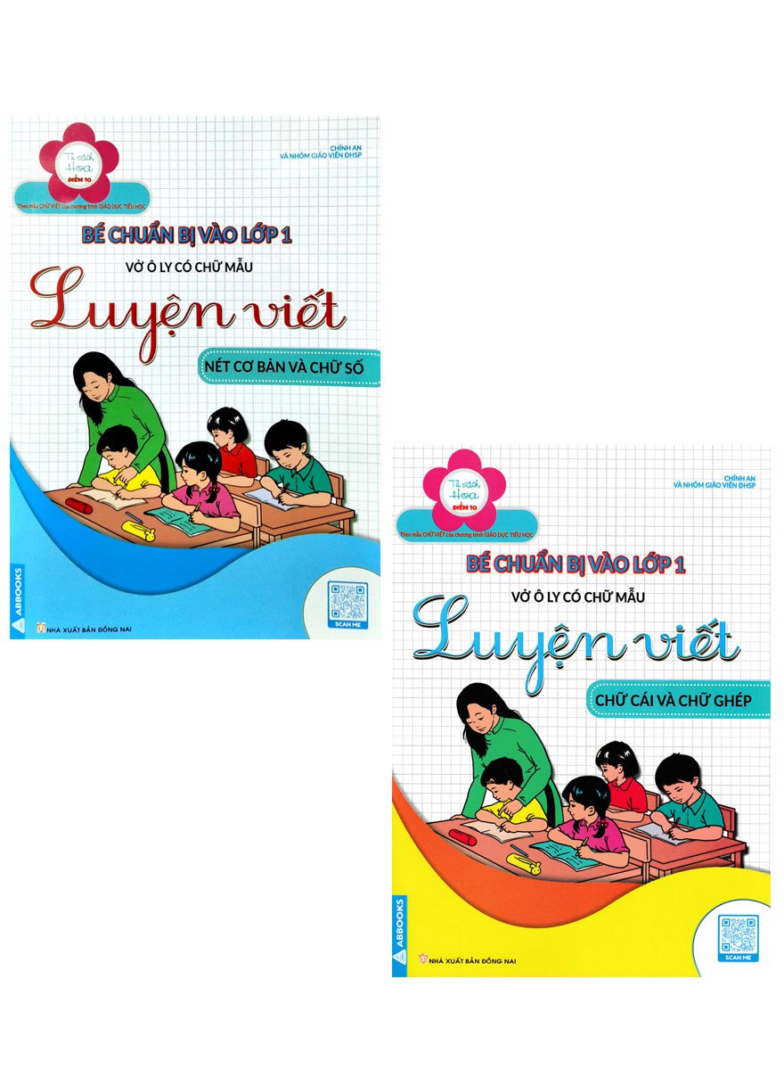 Combo Luyện Viết Nét Cơ Bản Và Chữ Số + Luyện Viết Chữ Cái Và Chữ Ghép - Vở Ô Li Có Chữ Mẫu - Bé Chuẩn Bị Vào Lớp 1  _ABB