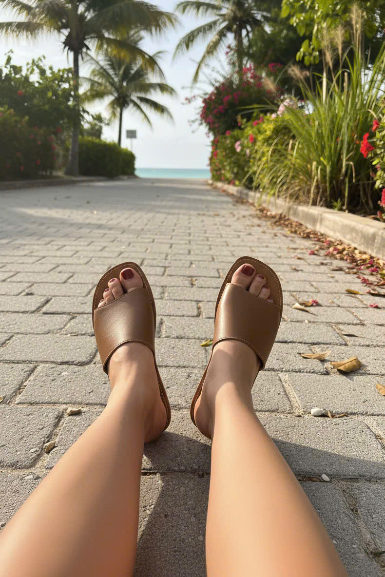 Dép Lê Quai Ngang Da Bò thời trang thiết kế Hity FTW001