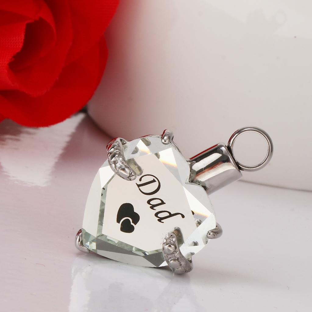 Crystal Love Heart Cremation Jewelry Ash Urn Pendant Keepsake for Chain Necklace