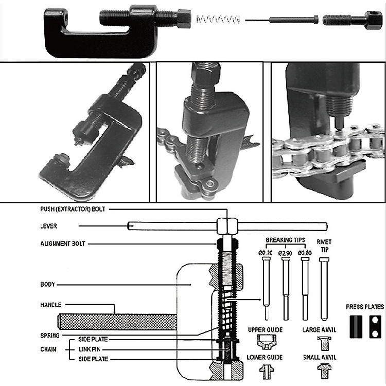 Motorcycle/Bicycle Chain Breaker Splitter Riveting Tool Repair Tools Set
