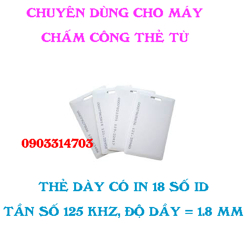 Bộ 10 Thẻ cảm ứng dày có in 18 số ID tần số 125 khz độ dày 1.8 mm