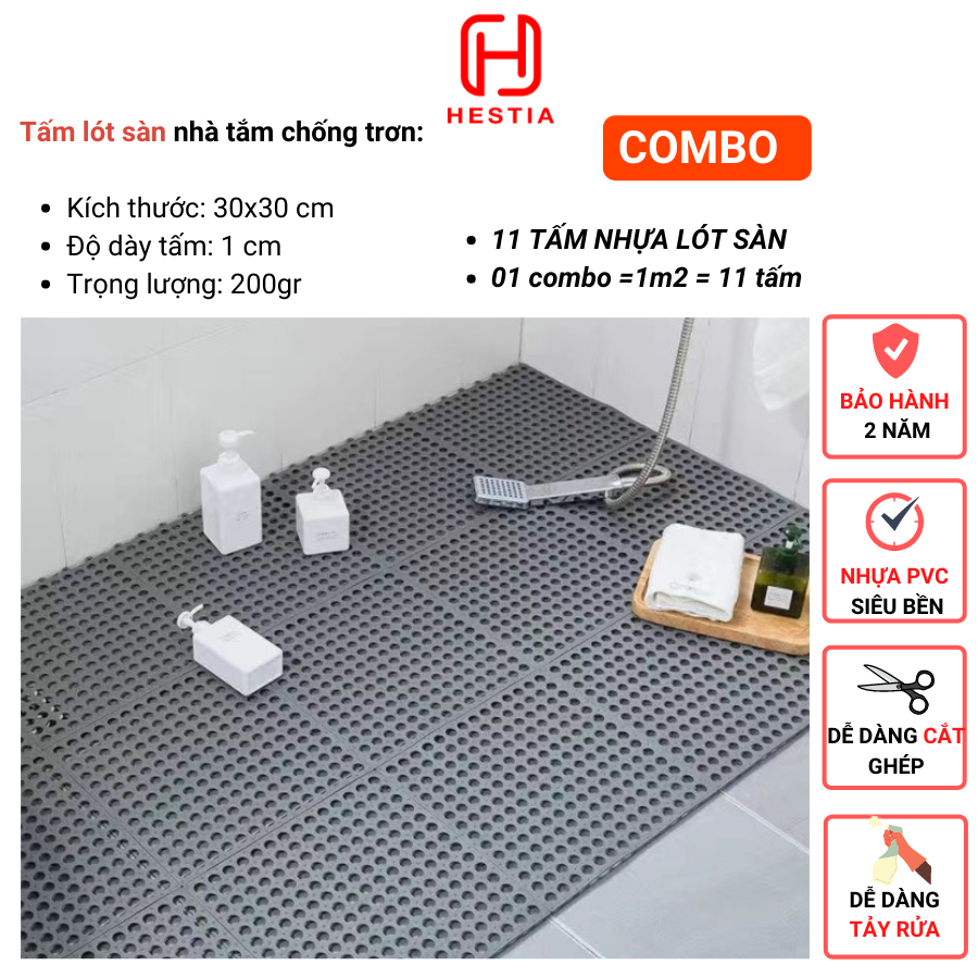 COMBO11 Tấm lót sàn nhà vệ sinh 3T. Vỉ nhựa lót sàn chống trơn Trải Sàn Nhà Tắm/Vệ Sinh/Nhà Bếp