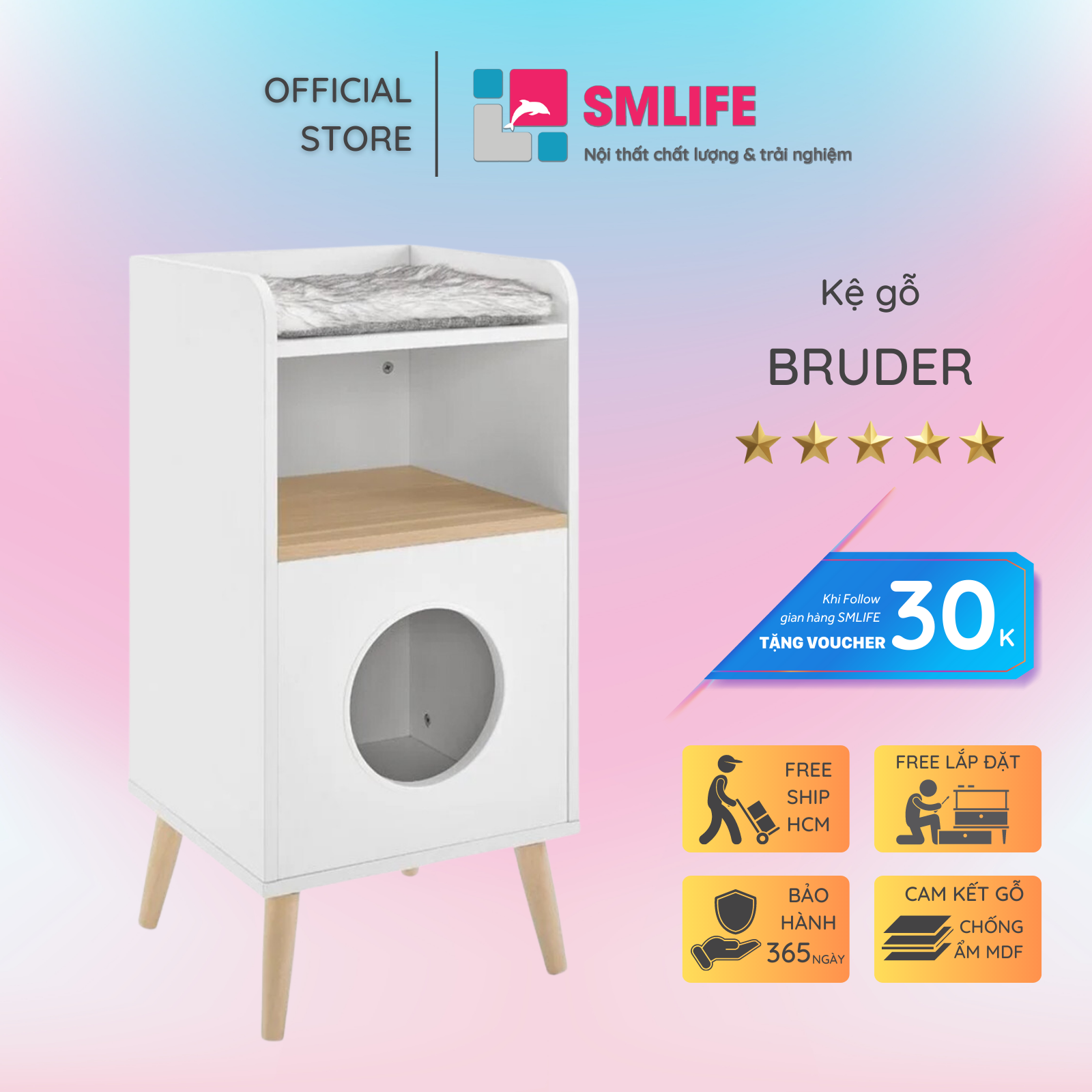 Kệ đỡ sách bằng gỗ MDF cao cấp SMLIFE Bruder