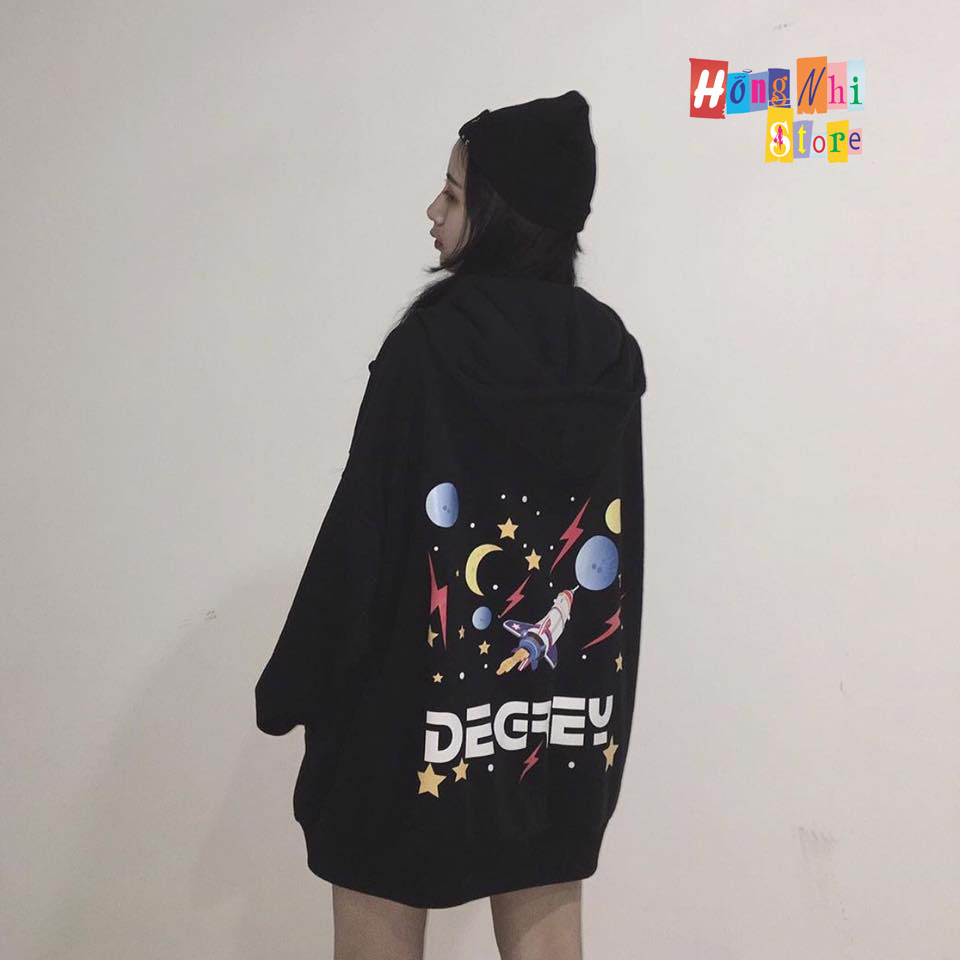 Áo Khoác Hoodie Zip In Hình DEGREY Oversize Ulzzang Unisex Dáng Rộng - MM