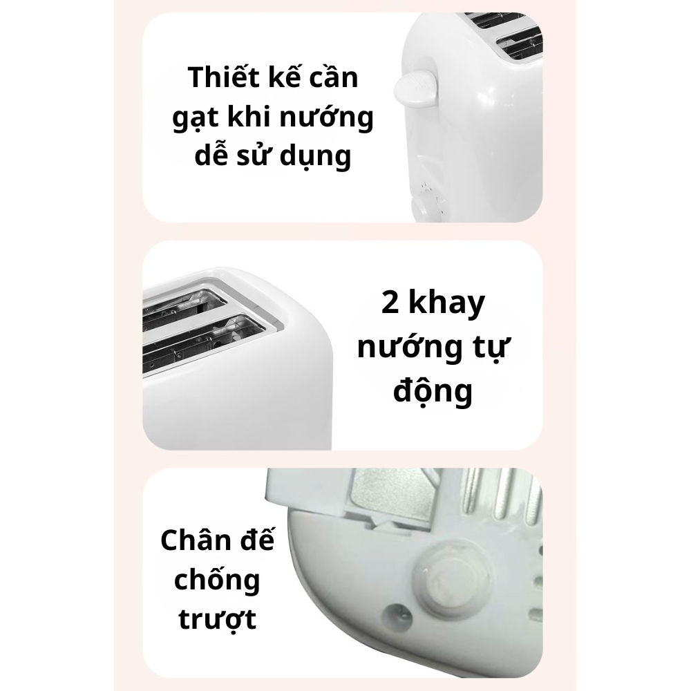 Máy nướng bánh mì sandwich Lumabella  LB-58042 công suất cao 700W, 6 nấc nảy tự động làm bữa sáng tiện lợi - DELIYA HÀNG CHÍNH HÃNG