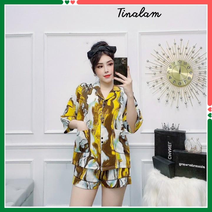 Đồ Bộ Pijama Nữ Đồ Ngủ Đồ Bộ Pijama Mặc Nhà Áo Tay Lở Quần Đùi Dễ Thương Họa Tiết Sang Trọng DBTNQD002