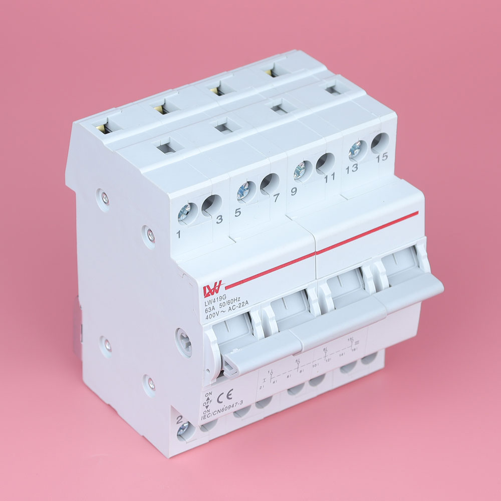 Át đảo chiều 4P Bộ chuyển nguồn điện LW 419G 4P 63A cho điện 3 pha