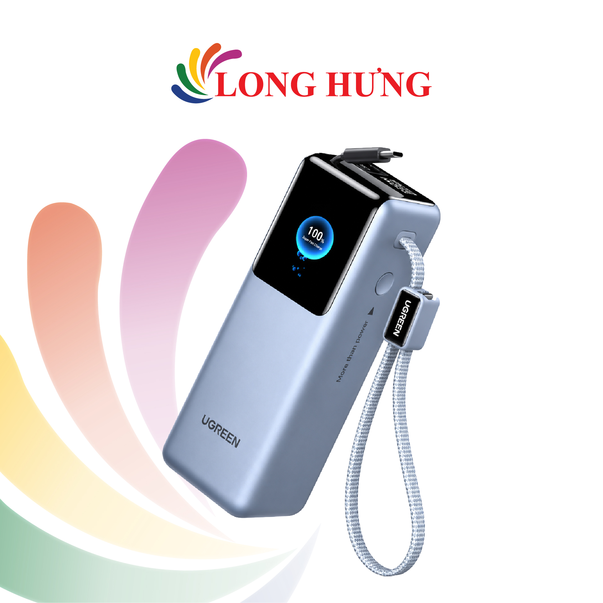 Sạc dự phòng Ugreen Nexode Pro Power Bank Built-In Cable 35cm 1USB 1Type-C 200W 25000mAh PB728 75702B - Hàng chính hãng