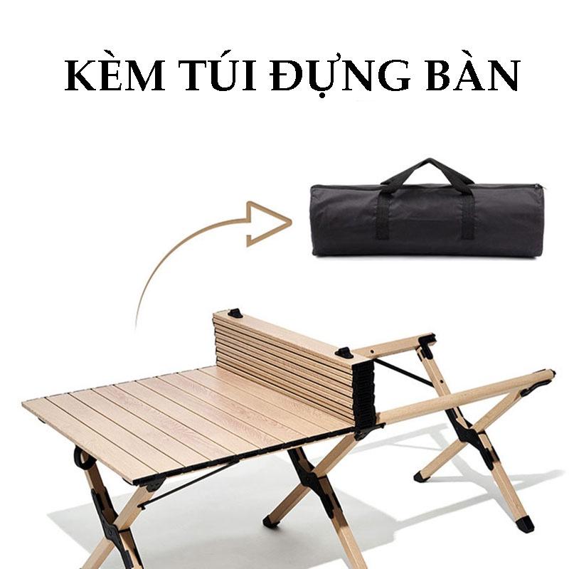 Bàn ghế gấp gọn dã ngoại camping nhôm giả vân gỗ siêu tiện lợi, bàn ghế picnic siêu tiện dụng, dụng cụ cắm trại GLAMPING