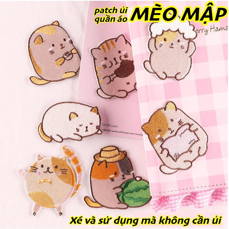 Patch dán quần áo MÈO MẬP 7 bé cực kì dễ thương, dán Vali, tủ lạnh, Sticker miếng dán không cần ủi...