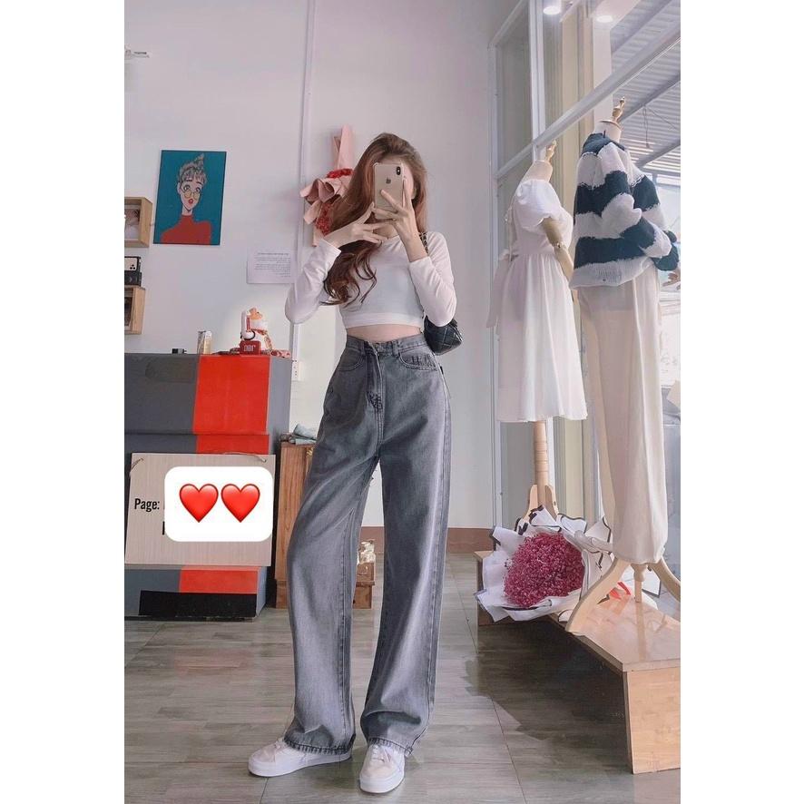 Quần Jeans Nữ Lưng Cao Dáng Suông Ống Rộng Simple Jeans Ulzzang Cực Chất - QJ001