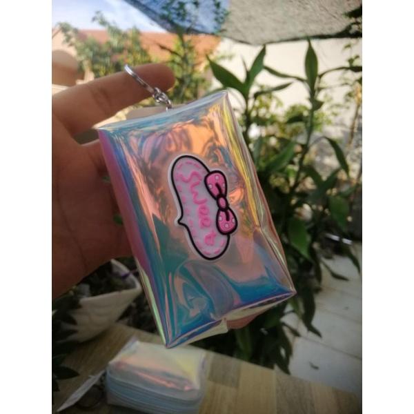 MÓC KHÓA BÓP. MÓC KHÓA VÍ HOLOGRAM DÁNG CHỮ NHẬT HỘP GẮN STICKER