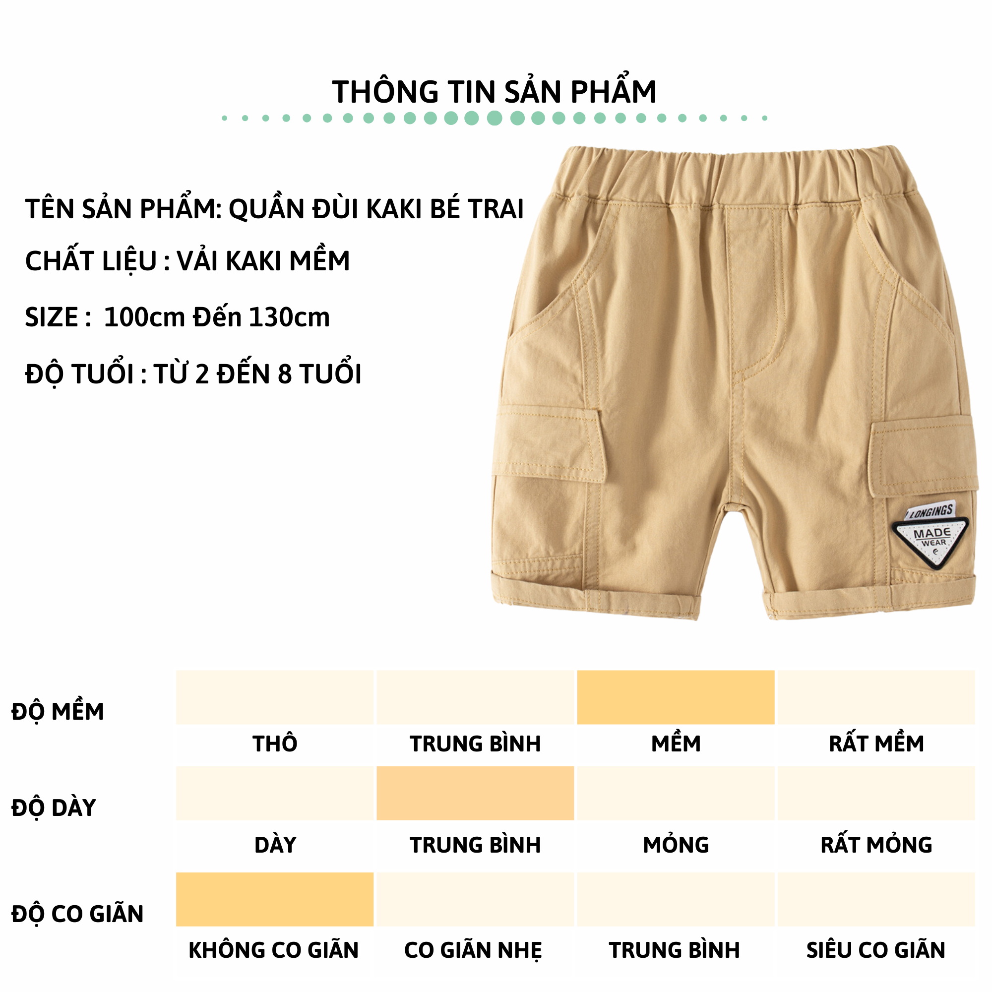 Quần short Kaki ống côn bé trai 27Kids WELLKIDS Quần đùi nam cho trẻ từ 2-10 tuổi BSKK1