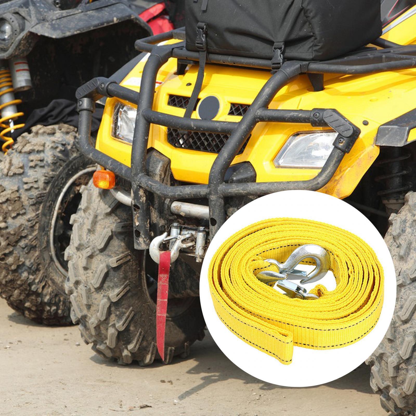 Heavy Duty Tow Strap with Hooks Tow Strap Rope ,5T Capacity ,High Strength Accessories ,Yellow Good Quality ATV Tow Strap Truck Recovery Strap