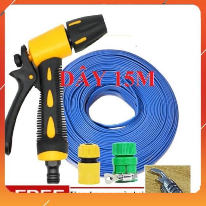 Vòi Xịt️Evoucher Bộ dây vòi xịt nước rửa xe, tưới cây , tăng áp 3 lần, loại 15m 206319 cút sập+ mở chai