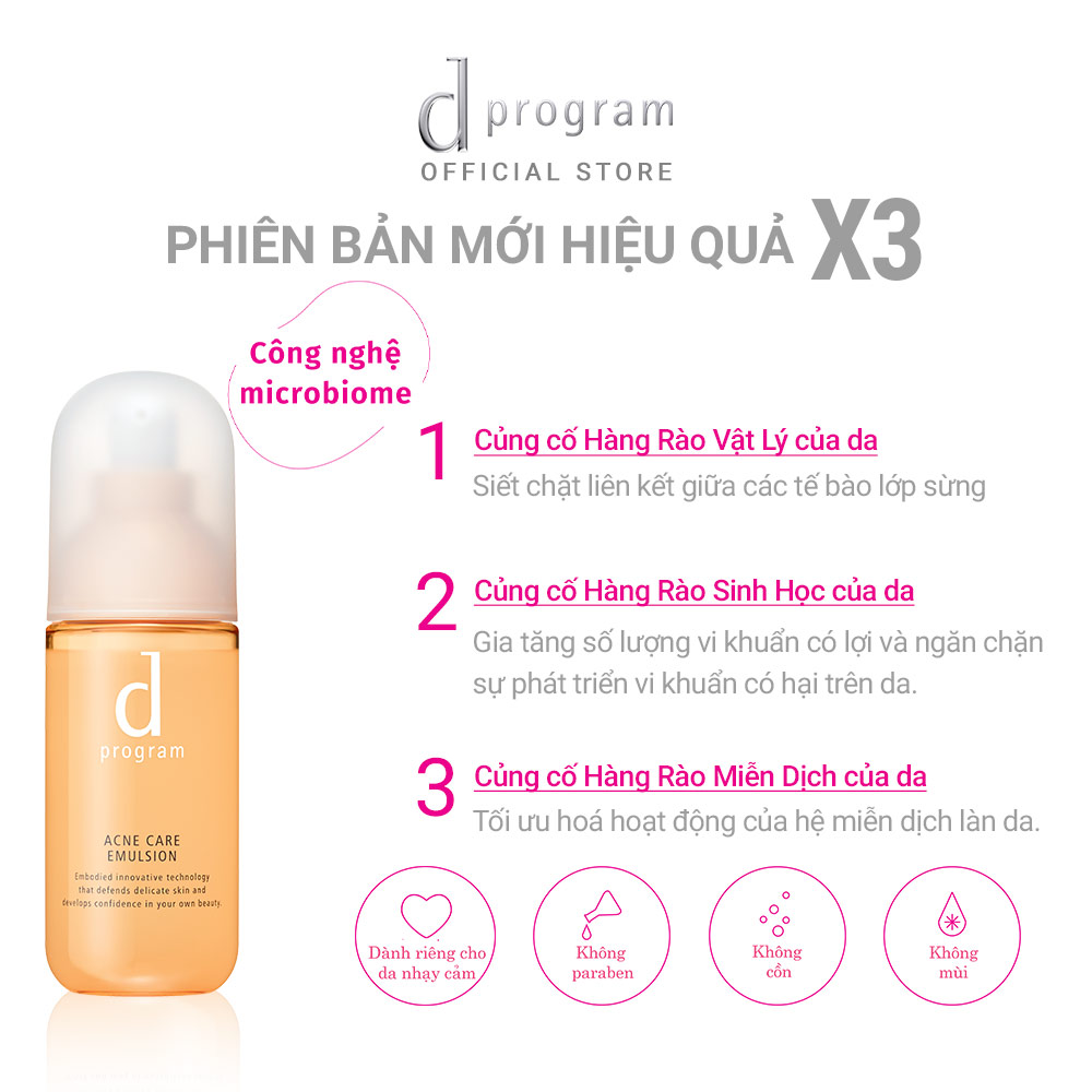 Sữa Dưỡng Cho Da Mụn Nhạy Cảm d program Acne Care Emulsion 100ml