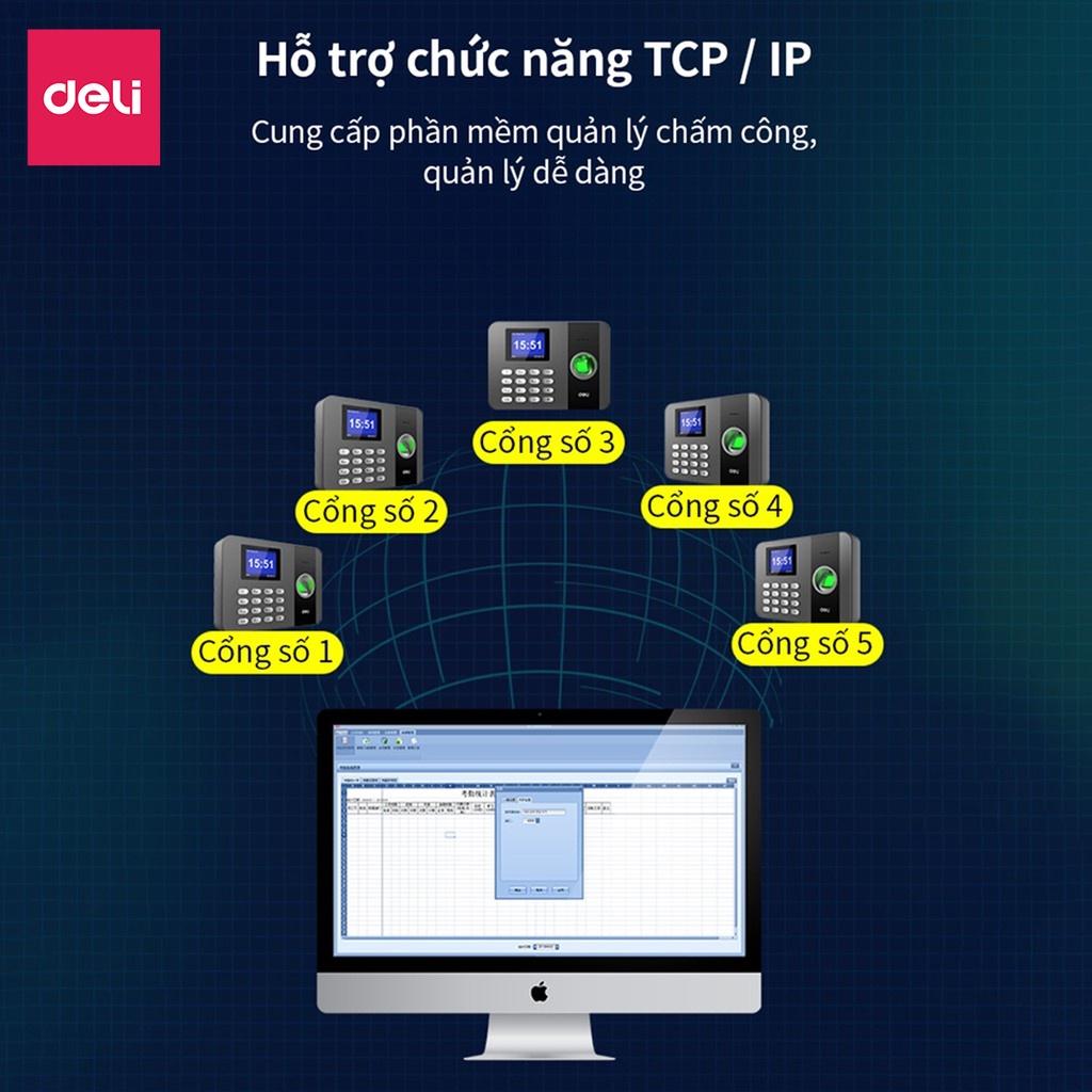 Máy Chấm Công Quét Vân Tay Hàng Chính Hãng Deli - Độ Chính Xác Cao, Kết Nối USB - Dung Lượng Lưu Trữ Gấp Đôi - E3747PRO