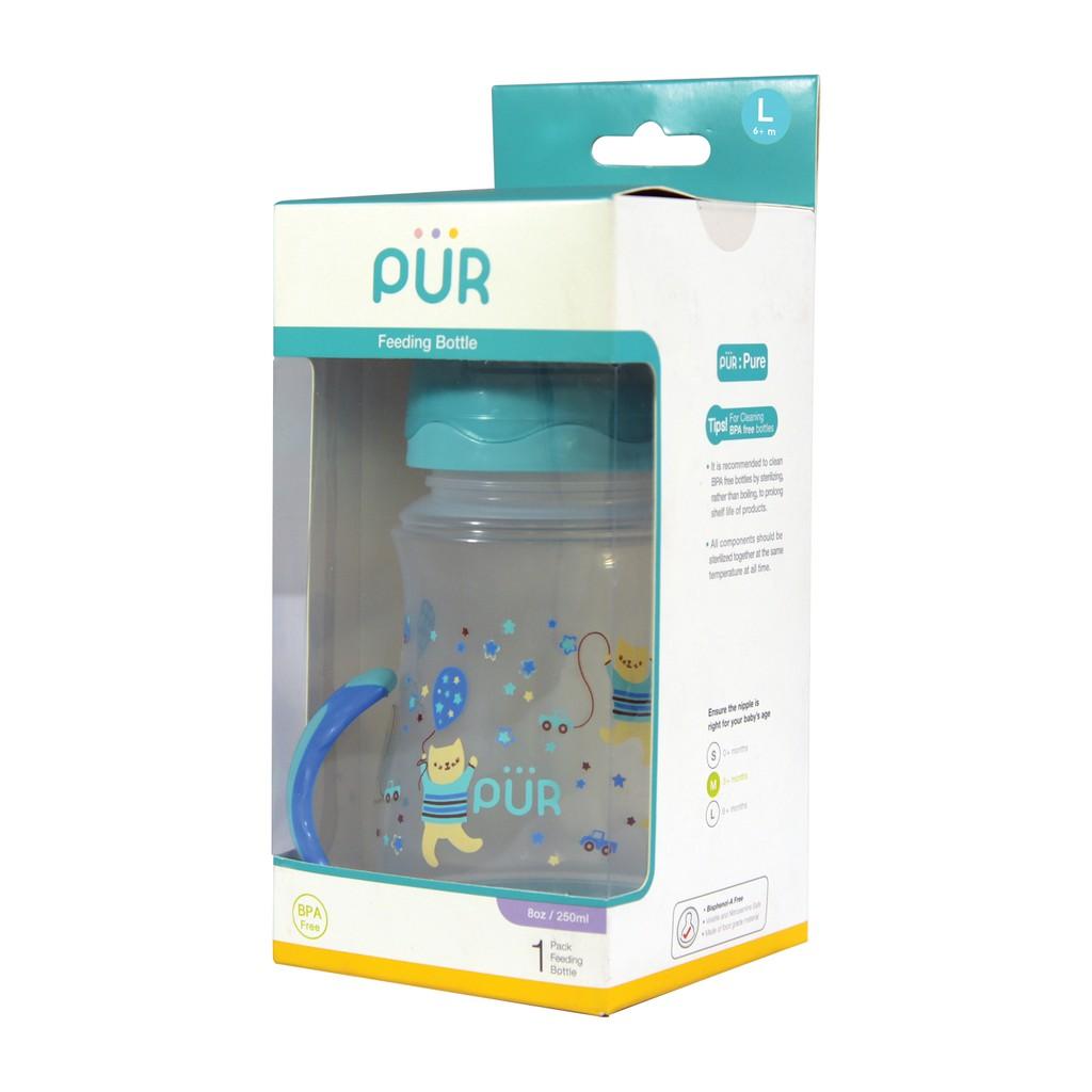 Bình sữa cổ rộng có quai phía đáy Pur 250ml