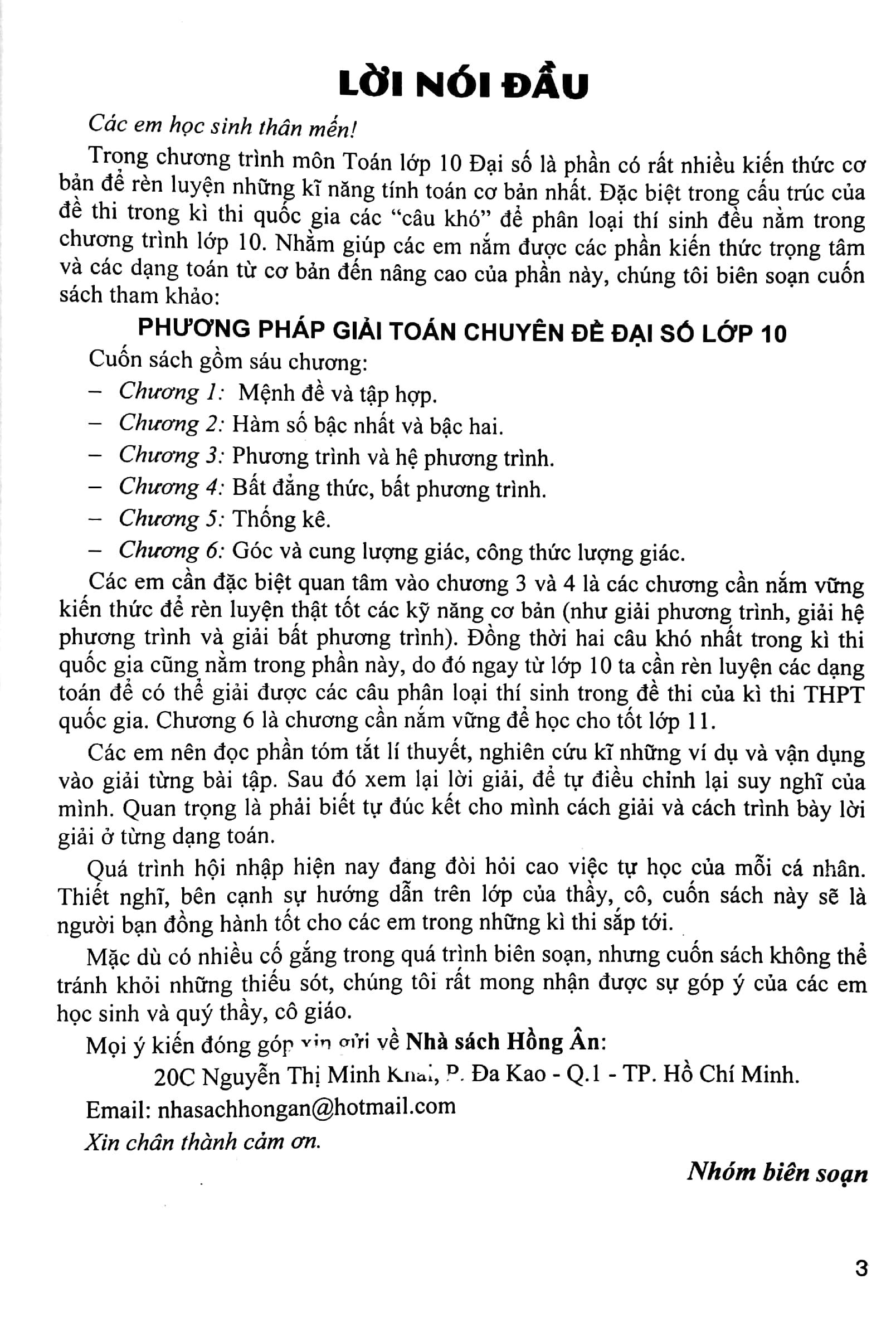 Phương Pháp Giải Toán Chuyên Đề Đại Số Lớp 10 (Biên Soạn Theo Chương Trình GDPT Mới) (Dùng Chung Cho Các Bộ SGK Hiện Hành)