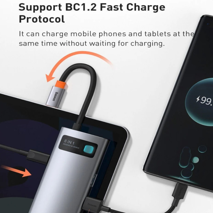 Hub chuyển đổi đa năng 8 trong 1 Baseus CAHUB-CV0G - HÀNG CHÍNH HÃNG