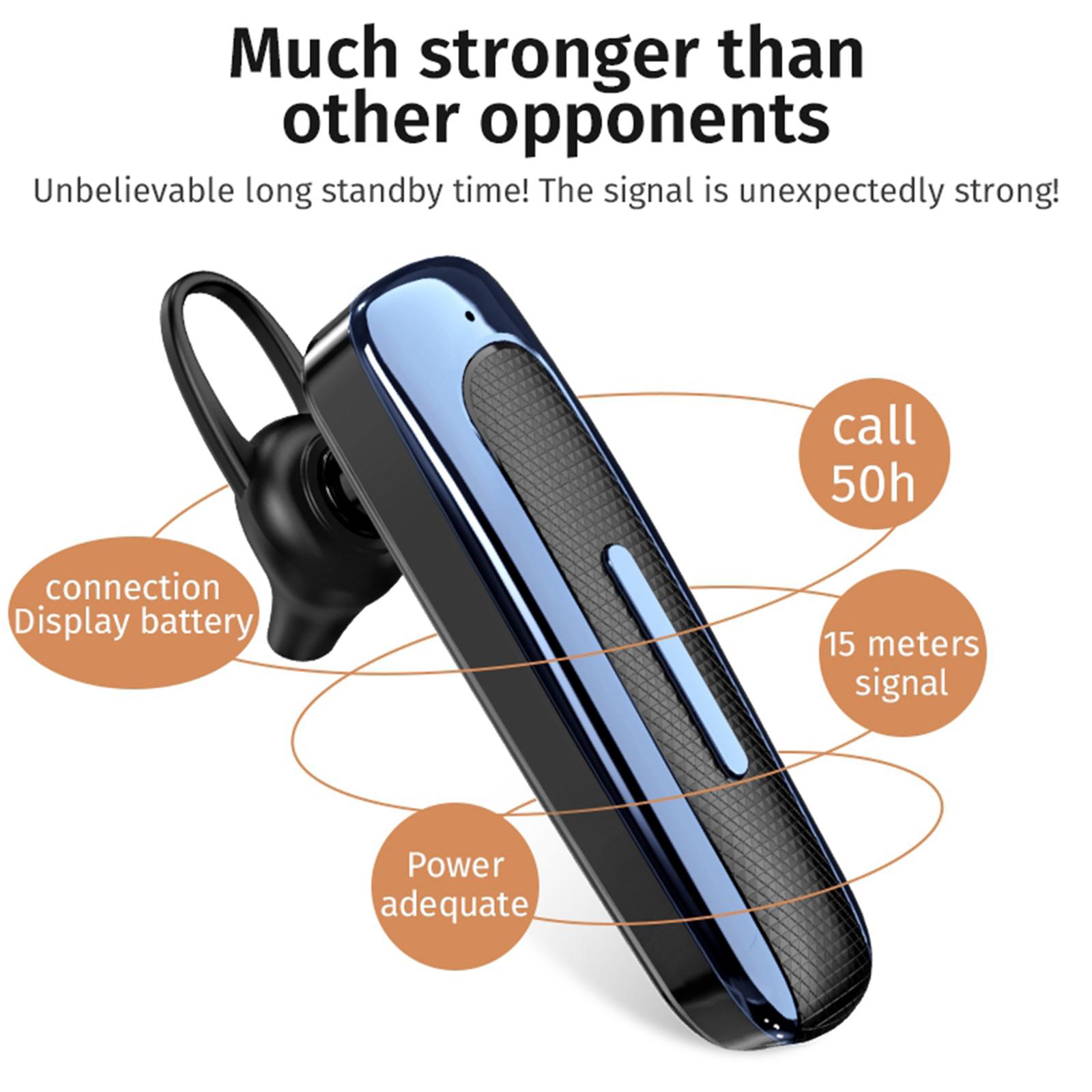 E1 Bluetooth Earpiece V5.0 Wireless Handsfree Headset with Microphone Driving Headset for Laptop Trucker Driver