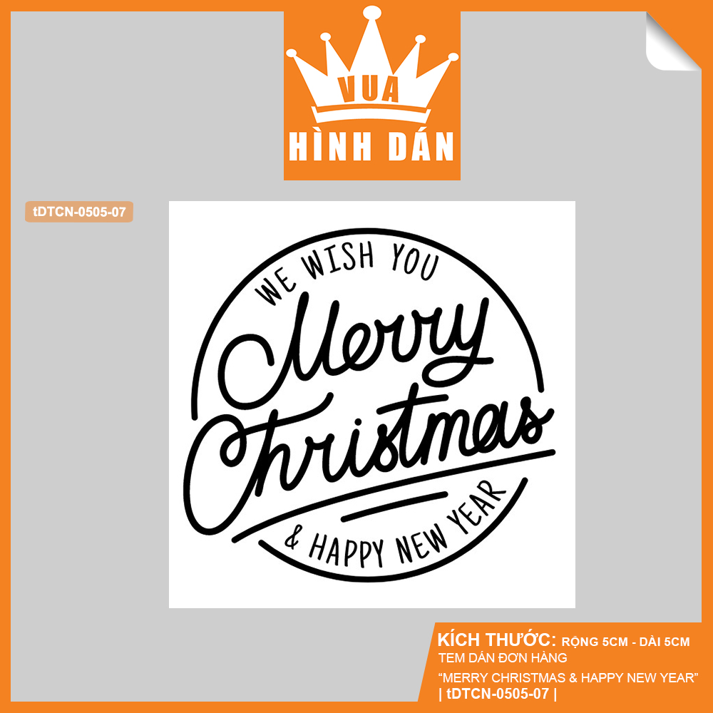 Set 50/100 sticker MERRY CHRISTMAS and HAPPY NEW YEAR - tem dán chúc mừng sinh nhật, nhãn dán lên hộp quà, gói quà hoặc túi đựng sản phẩm, kiện hàng