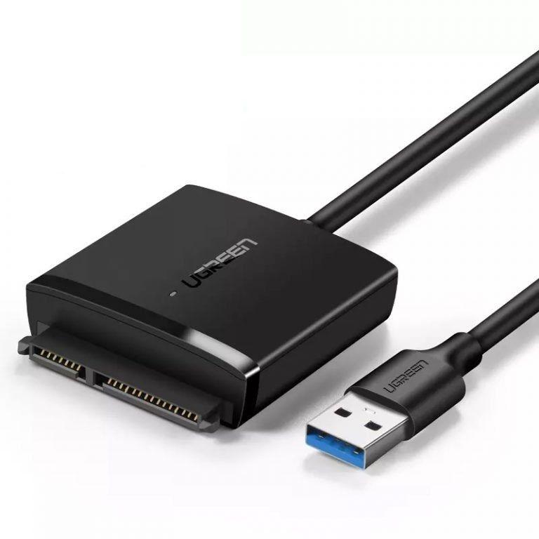 Ugreen UG26013CM257TK Màu Đen Cáp chuyển USB 3.0 sang Sata 2.5 - 3.5 inch hổ trợ nguồn 12V2A chuẩn cắm EU 60561EU - HÀNG CHÍNH HÃNG