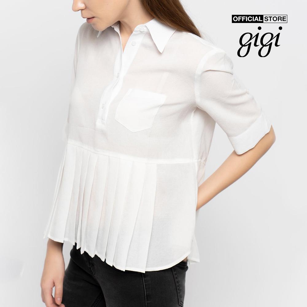 GIGI - Áo kiểu nữ tay ngắn cổ bẻ Pleat Peplum Polo G1108B212237