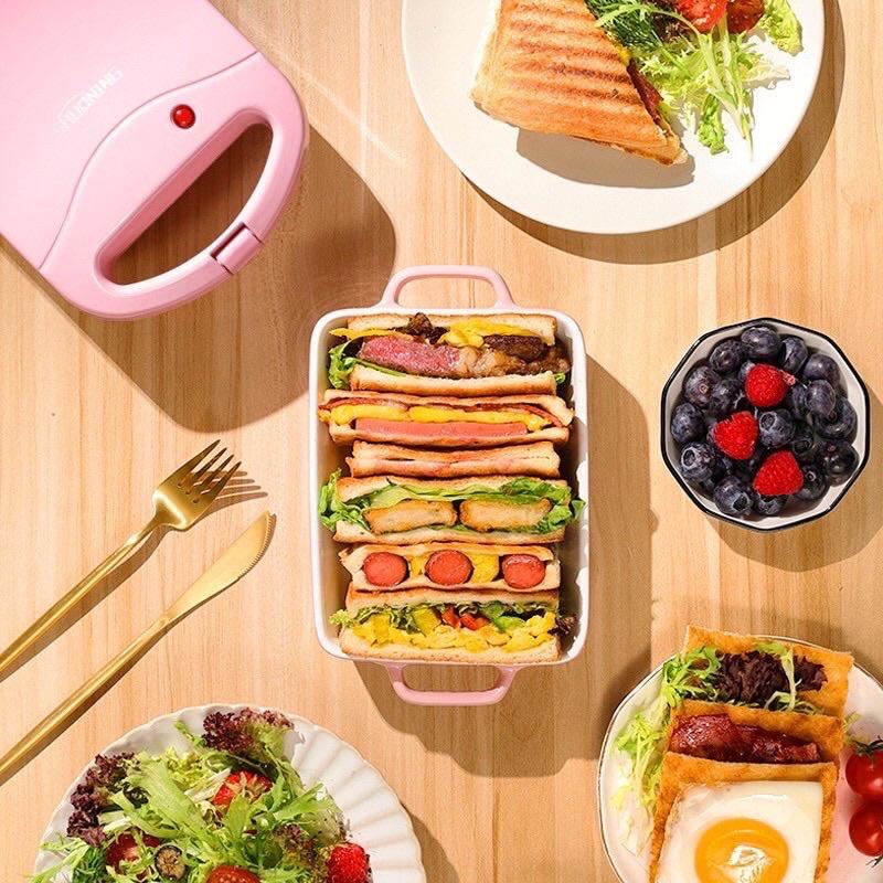 Máy nướng bánh mỳ Sandwich công suất 600W chống dính - Máy kẹp bánh mì 2 mặt bằng điện đa năng tiện dụng