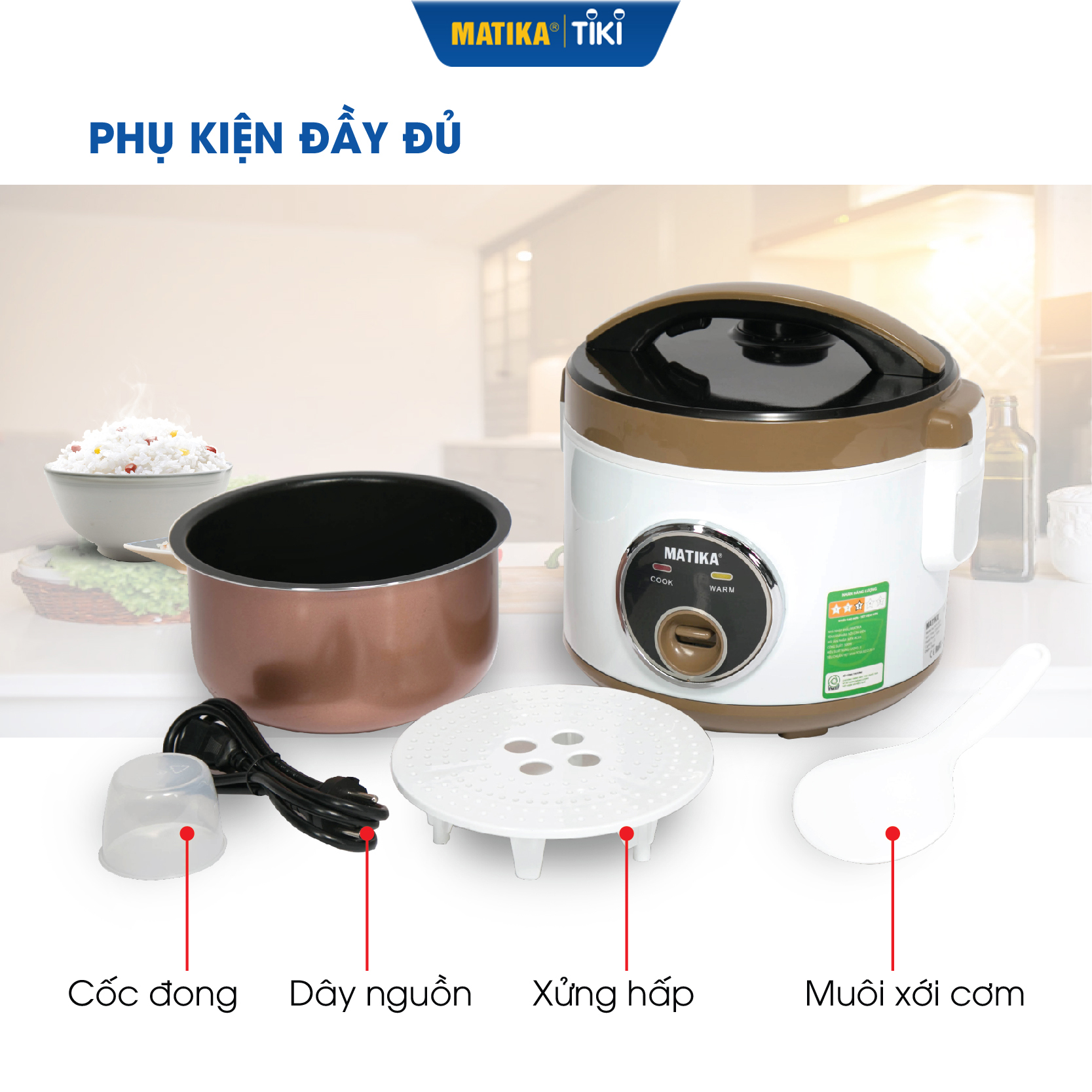 Nồi Cơm Điện MATIKA 1L MTK-RC10 - Hàng chính hãng