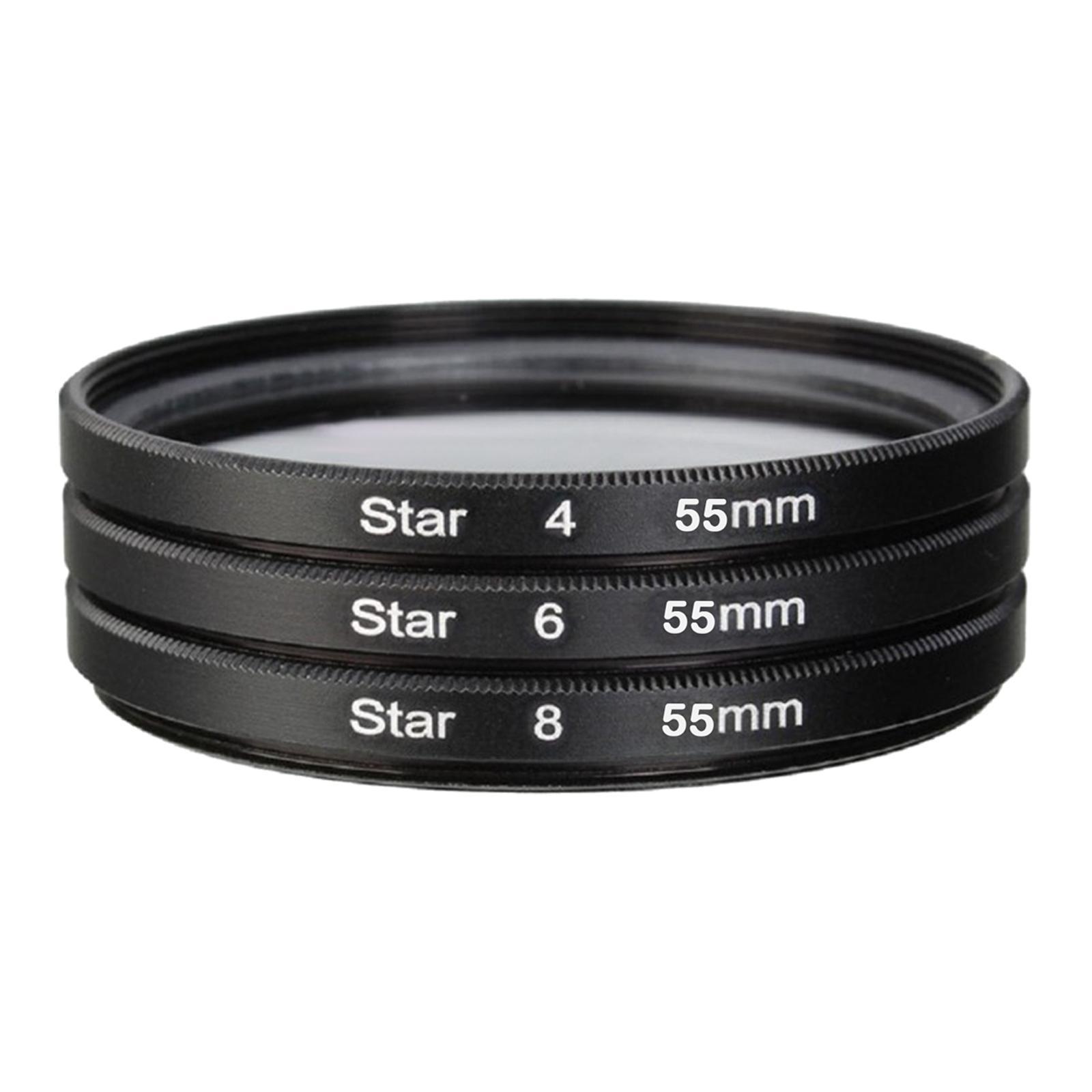 3Pcs Camera Lens filter with bag 4 6 8 Points Slim 55mm