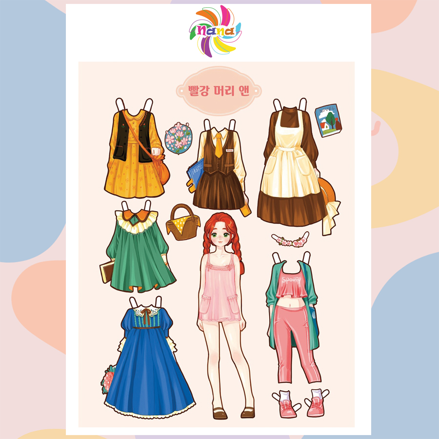 Búp bê giấy (paper doll)  thay đồ thời trang đồ chơi cắt thủ công cho bé Combo 6 hình siêu đáng yêu MHG004