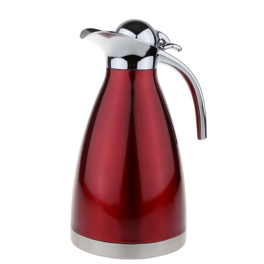 2xRed 1.5L Stainless Vacuum Insulated Coffee Carafe Pour Over Coffee Kettle